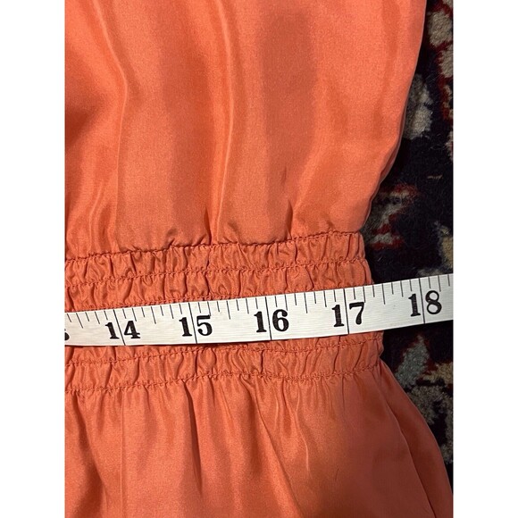 Talbots Drop Waist Dress XL Silk Peach Tie Front Short Sleeves Chic Classic - Picture 13 of 14